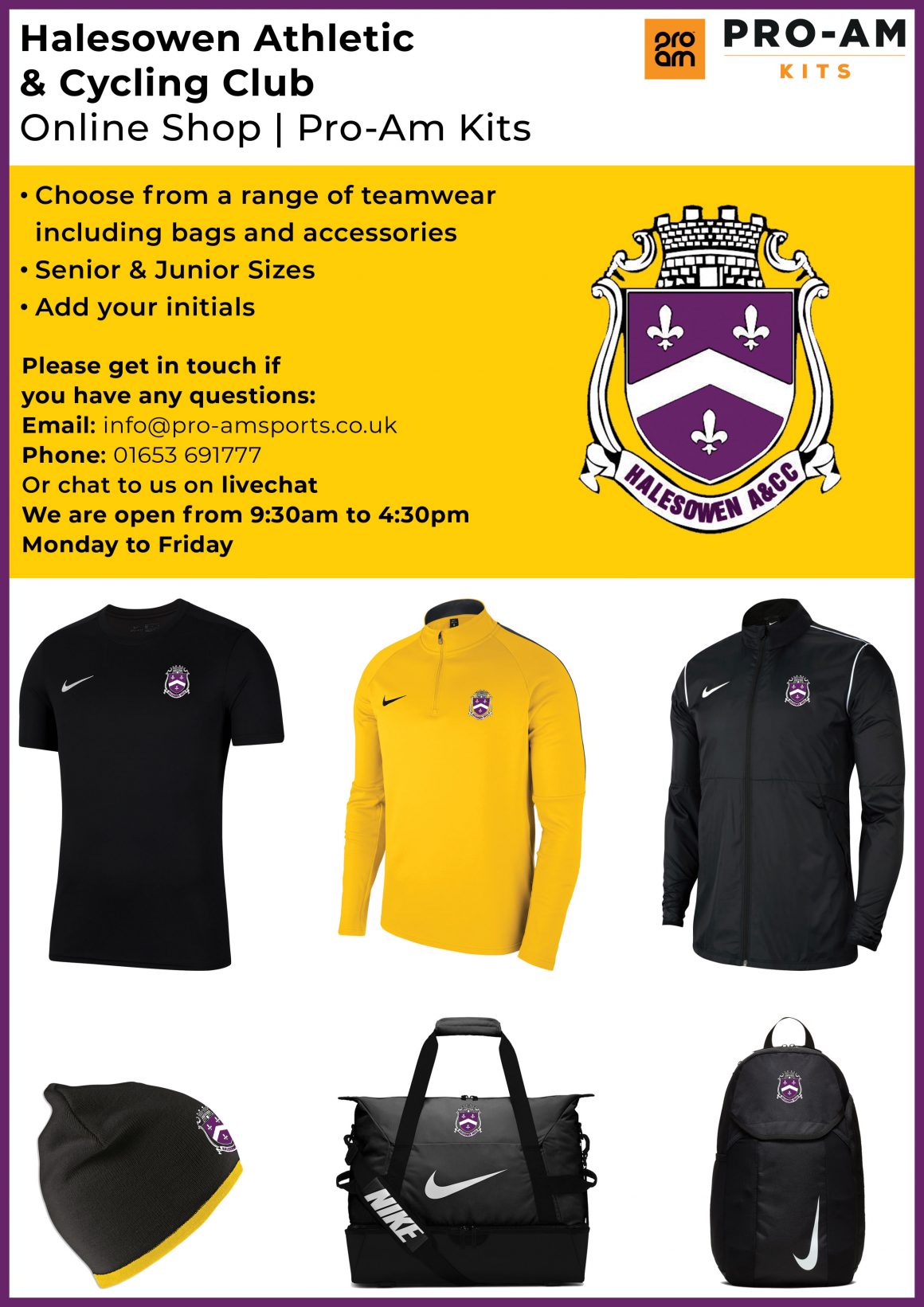 Club Kit – Visit the store on https://www.pro-amkits.co.uk/yourshop/club-shops/athletics-clubs/halesowen-athletic-cycling-club